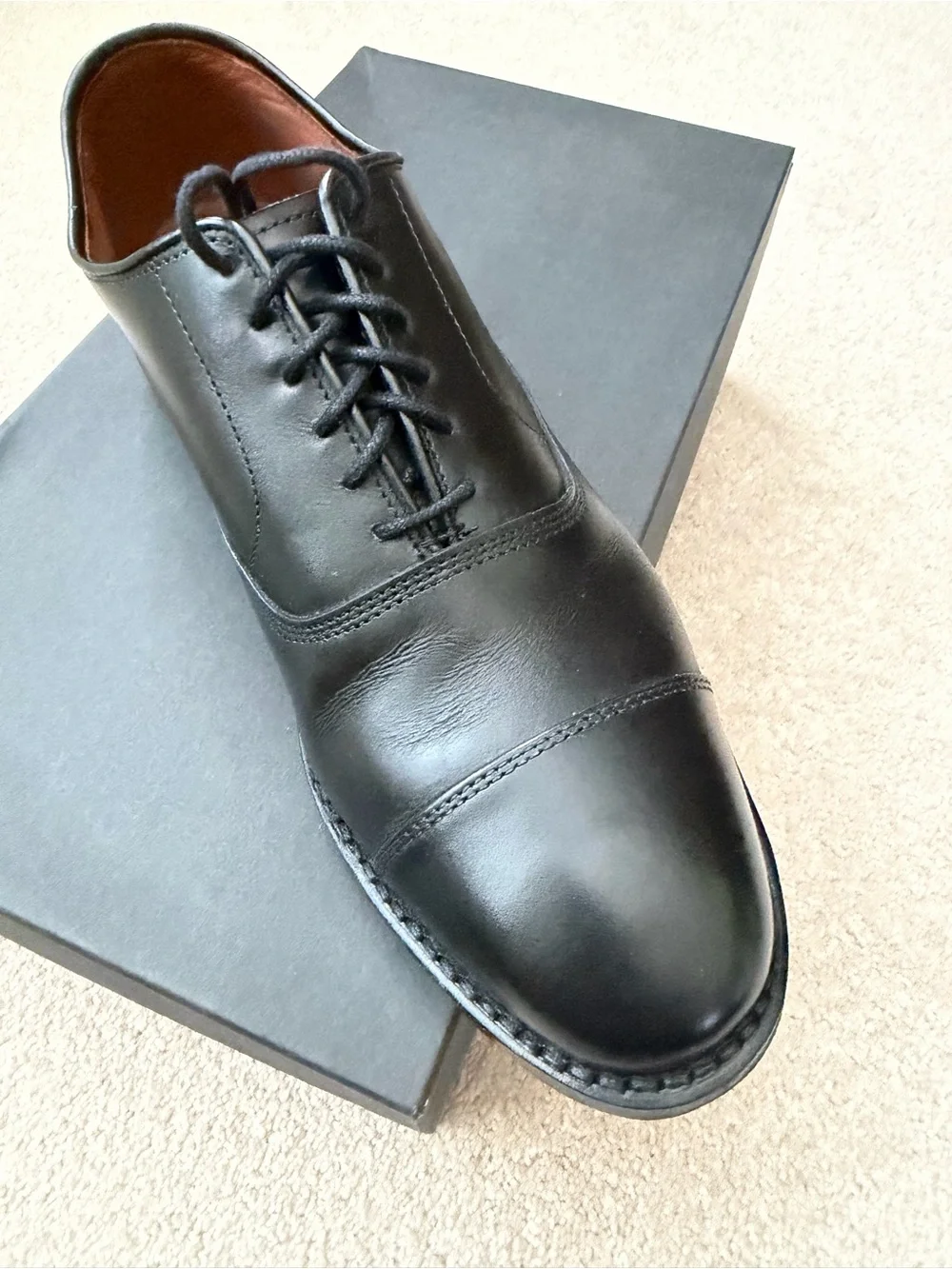 Allen Edmonds || Park Avenue Cap Toe Oxford Leather Shoes Black || Size 7.5 Box